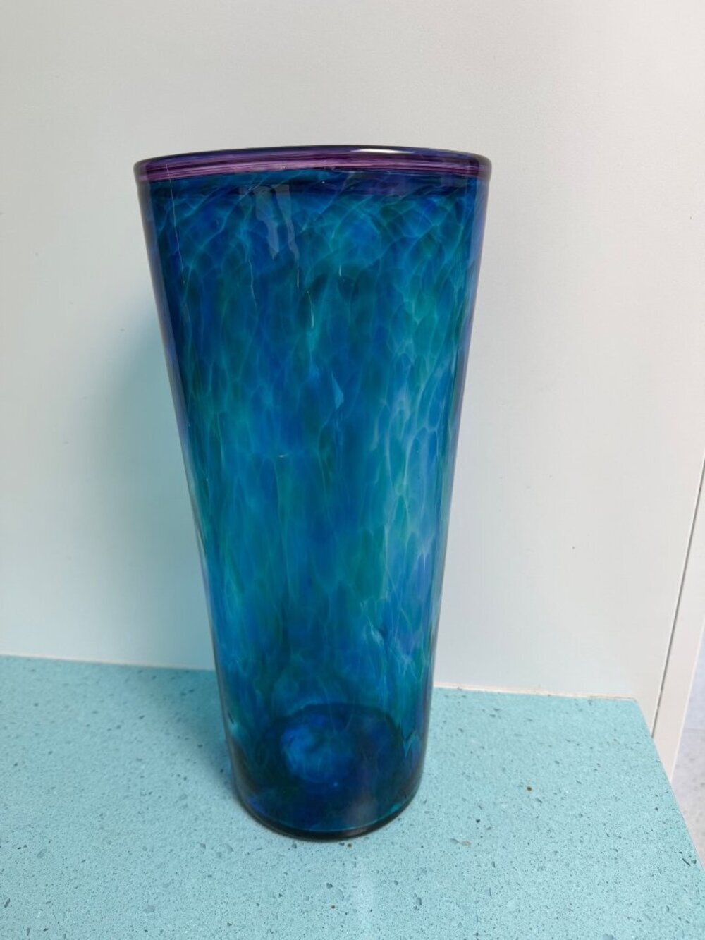 C.B. Glass Curtiss Brock Large 13 Inch Tall Studio Art Glass Vase Vintage Signed